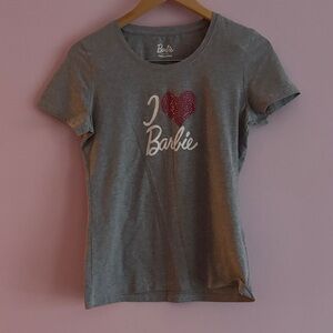 Barbie Grey Tee with Pink Swarovski Heart Size L